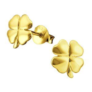 14k Gold Vermeil Shamrock Lucky Clover Stud Earrings